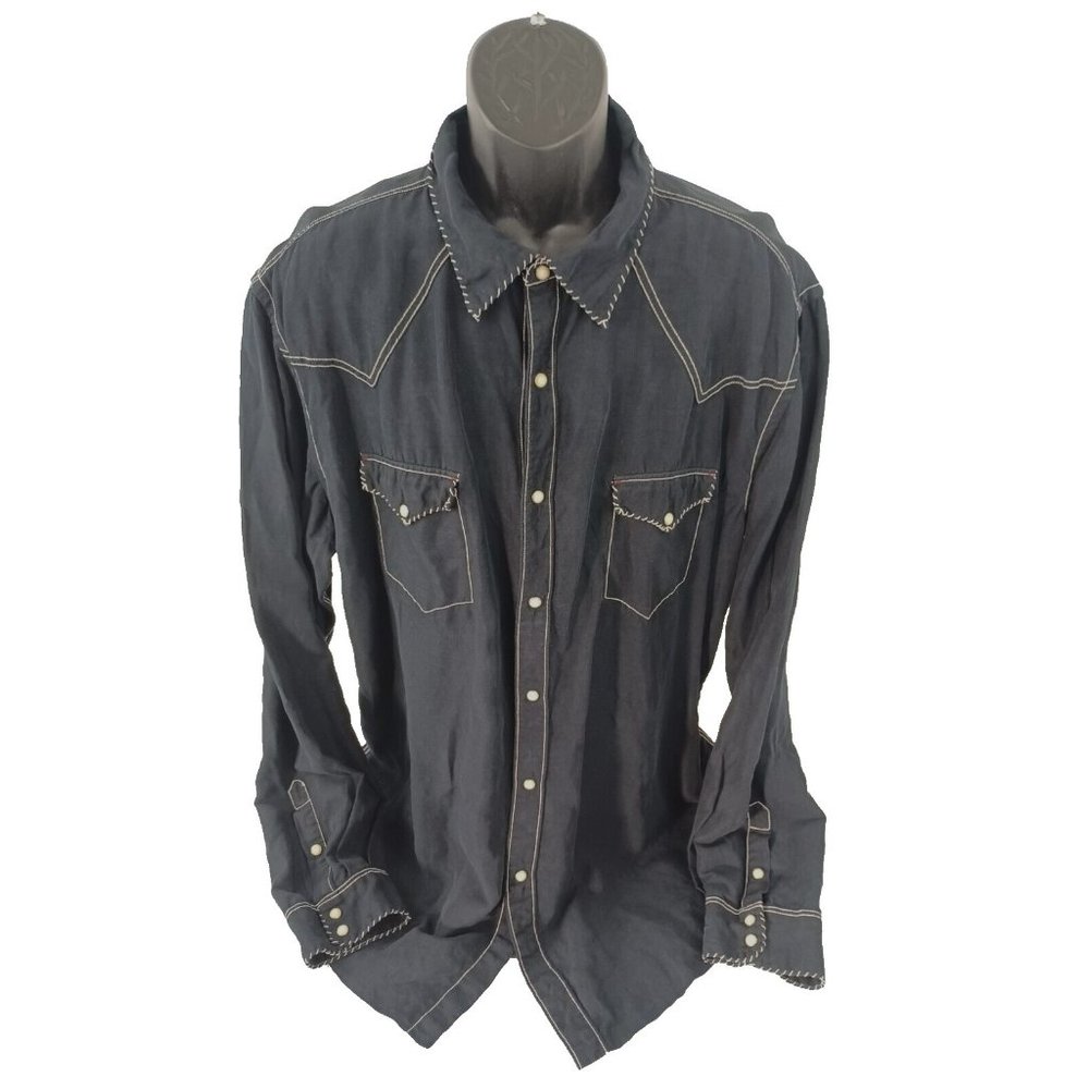 Ryan Michael Mens Silk Blend Western Shirt Long Sleeve Pearl Snap Button XXXL